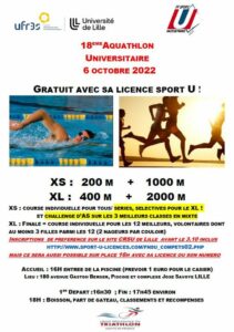 18ème Aquathlon universitaire.. Chères étudiantes, chers…